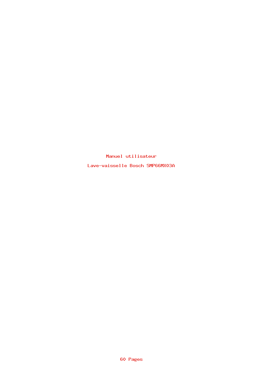 Page 1 de la notice Manuel utilisateur Bosch SMP66MX03A