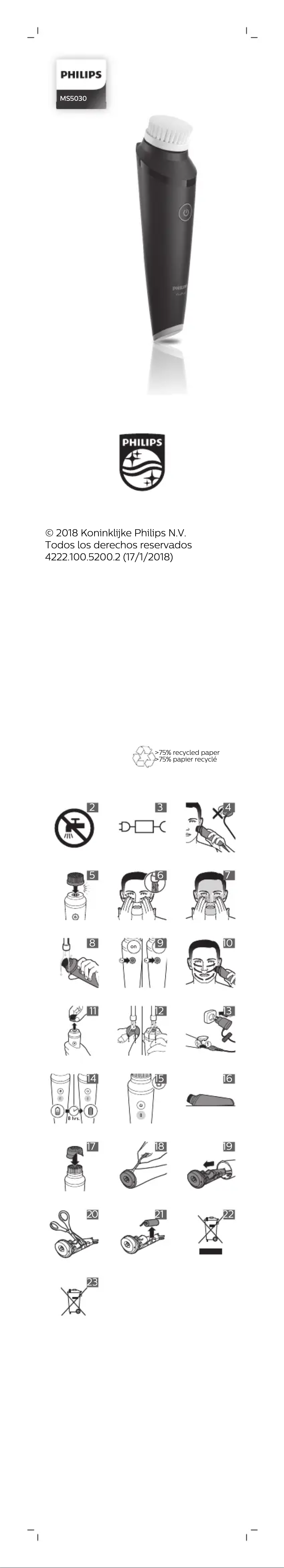 Page 1 de la notice Manuel utilisateur Philips VisaPure MEN Essential MS5030