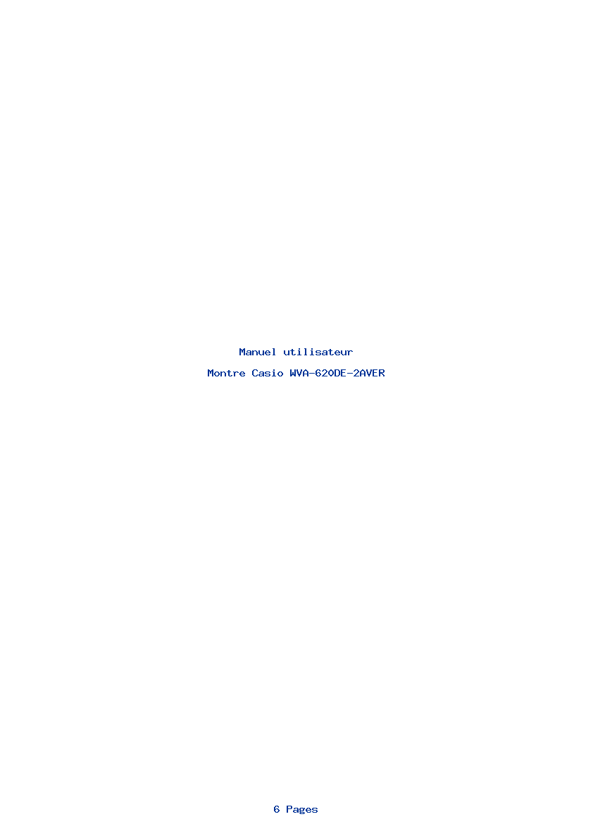 Page 1 de la notice Manuel utilisateur Casio WVA-620DE-2AVER