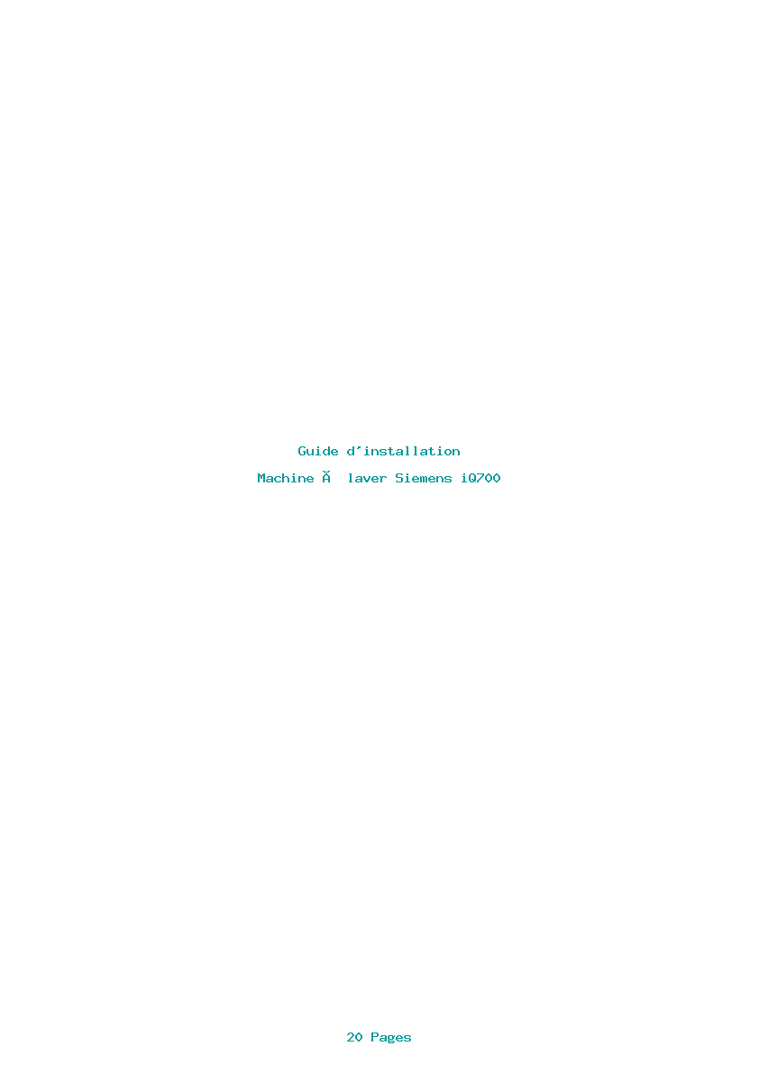 Page 1 de la notice Guide d'installation Siemens iQ700
