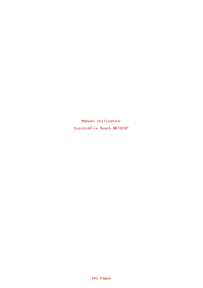 Page 1 de la notice Manuel utilisateur Bosch NKT815P