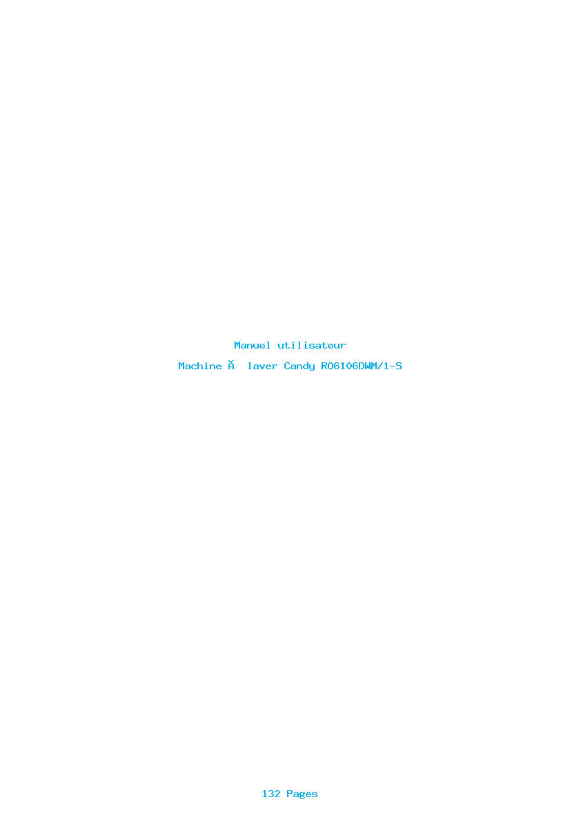 Page 1 de la notice Manuel utilisateur Candy RO6106DWM/1-S
