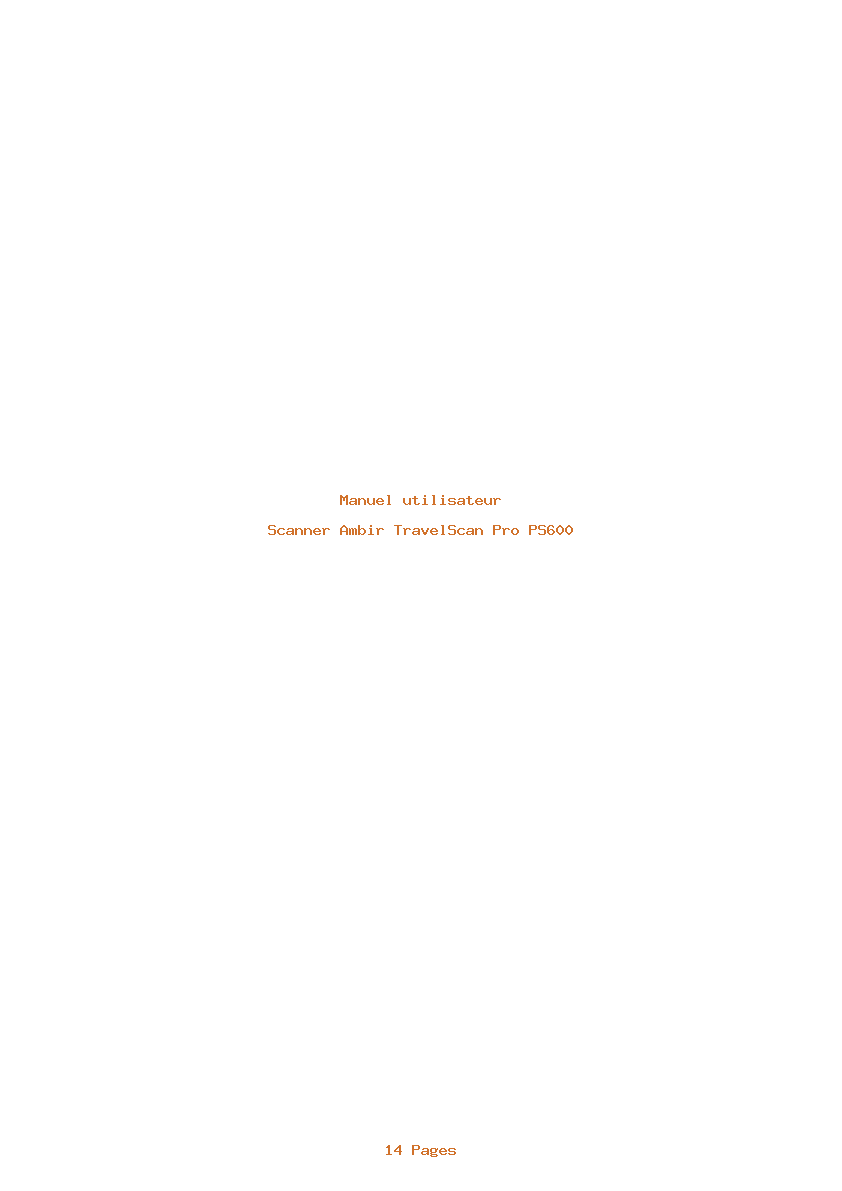 Page 1 de la notice Manuel utilisateur Ambir TravelScan Pro PS600