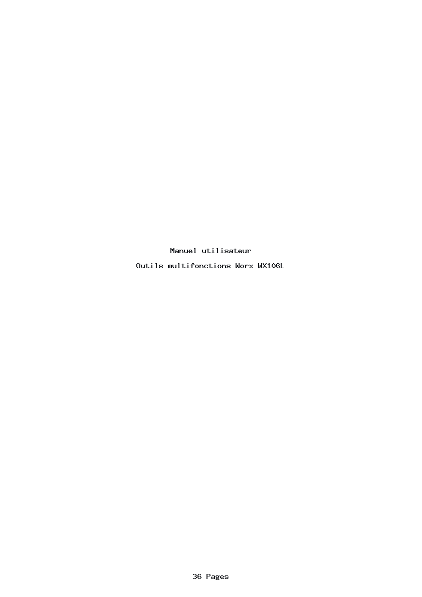 Page 1 de la notice Manuel utilisateur Worx WX106L