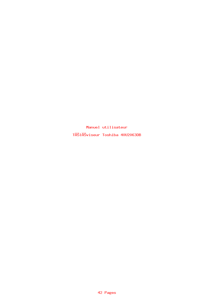 Page 1 de la notice Manuel utilisateur Toshiba 40U2063DB