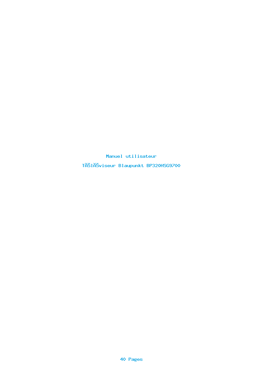 Page 1 de la notice Manuel utilisateur Blaupunkt BP320HSG9700