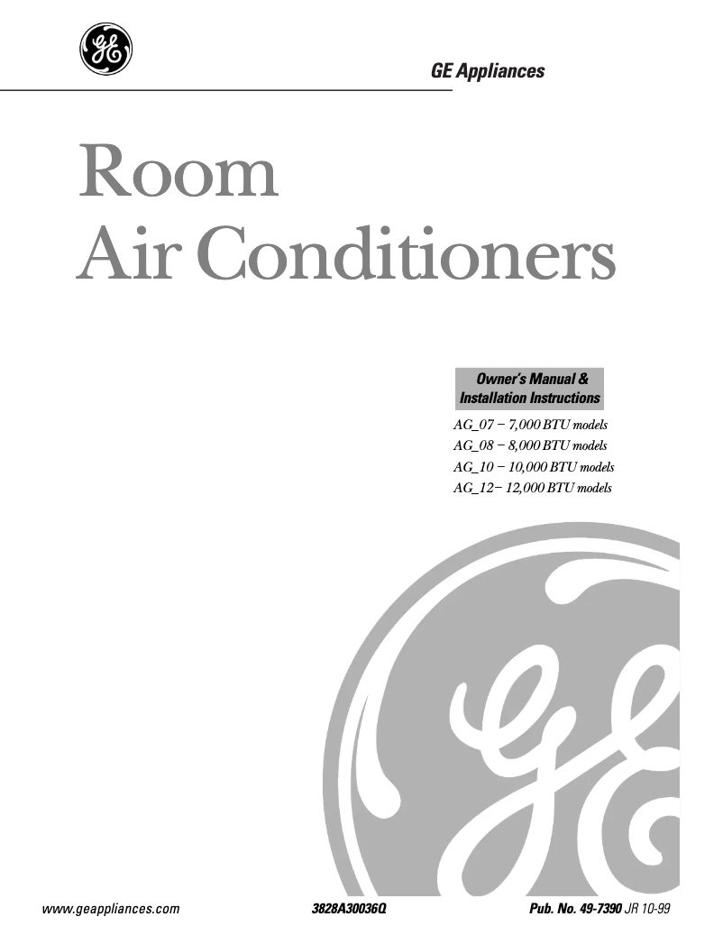 Página 1 del manual Manual de uso y mantenimiento GE AGP08FA