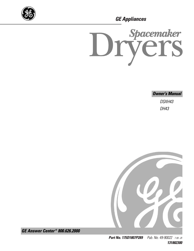 Página 1 del manual Manual de uso y mantenimiento GE DSXH43EVWW