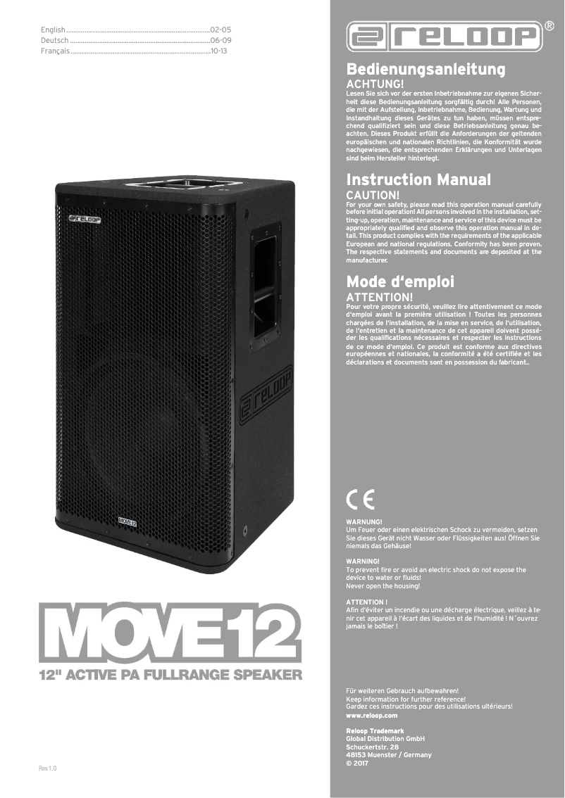Page 1 de la notice Manuel utilisateur Reloop Move 12