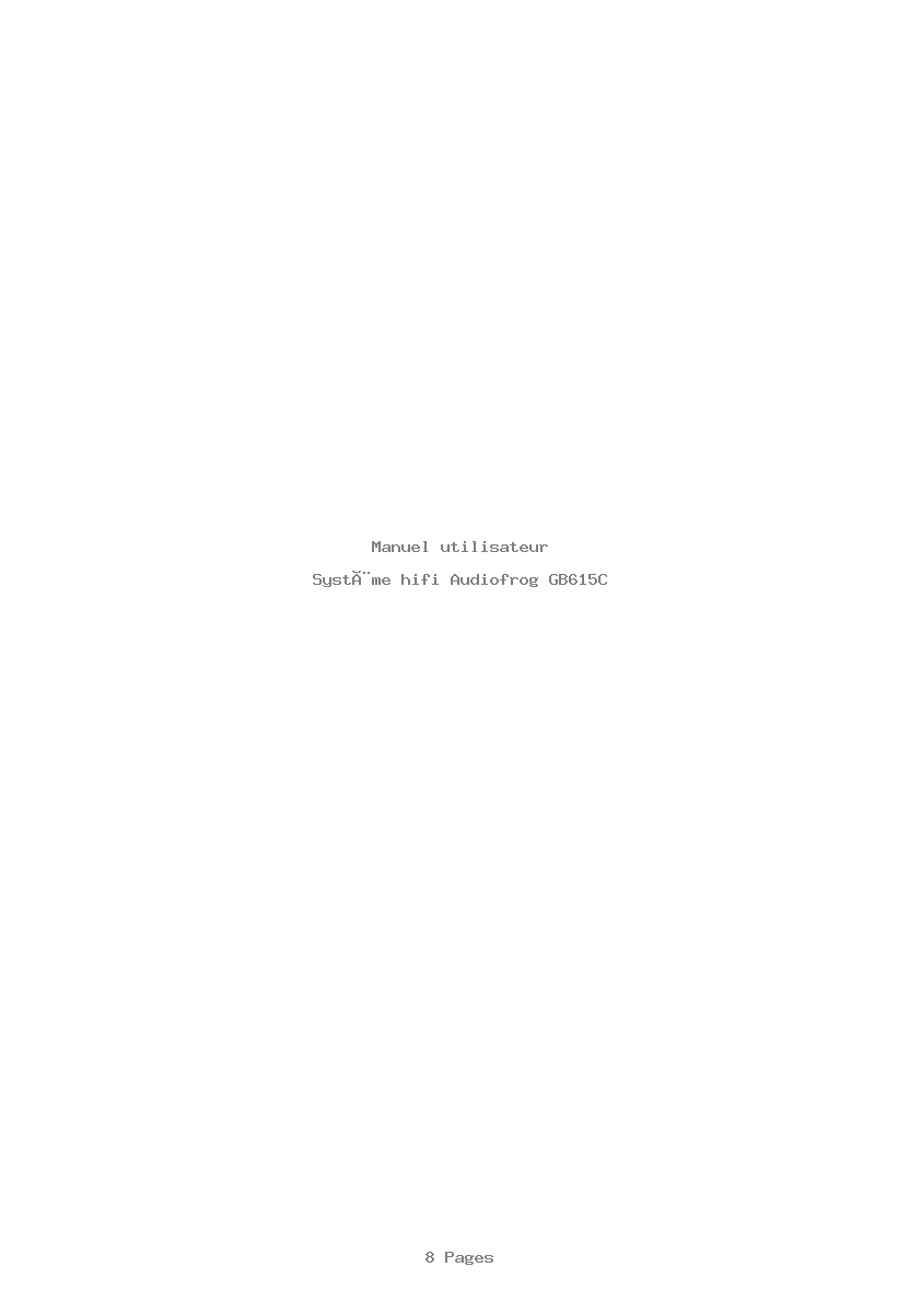Page 1 de la notice Manuel utilisateur Audiofrog GB615C