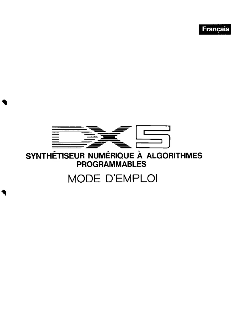 Page 1 de la notice Manuel utilisateur Yamaha DX5