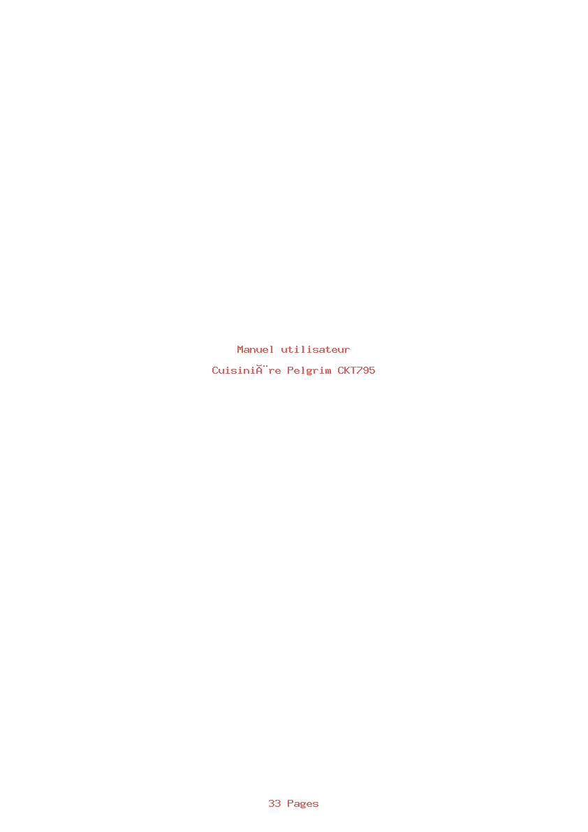 Page 1 de la notice Manuel utilisateur Pelgrim CKT795