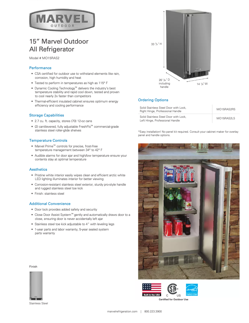 Page 1 of the manual User Manual Marvel Outdoor MO15RA2R