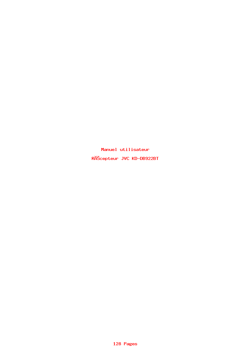 Page 1 de la notice Manuel utilisateur JVC KD-DB922BT