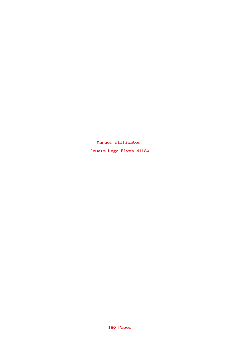 Page 1 de la notice Manuel utilisateur Lego Elves 41180