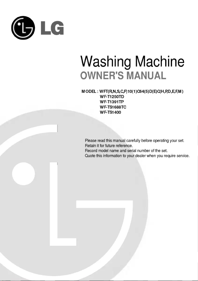 Page 1 of the manual User Manual LG WF-TS1400