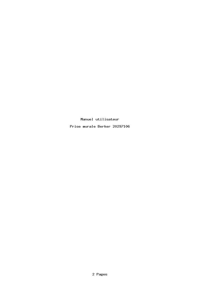 Page 1 de la notice Manuel utilisateur Berker 20297106