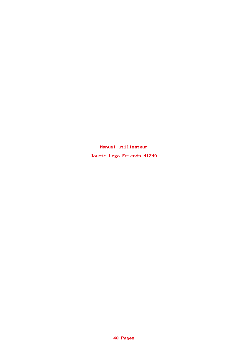 Page 1 de la notice Manuel utilisateur Lego Friends 41749