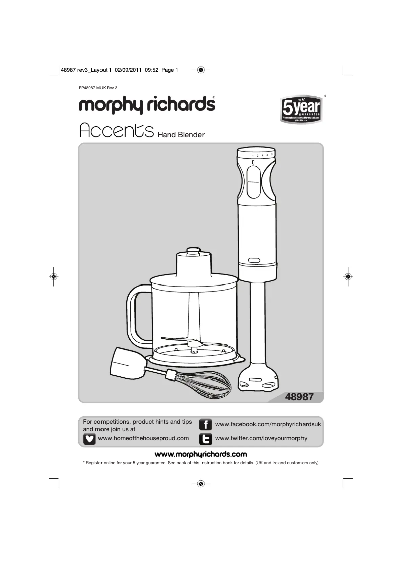 Page 1 de la notice Manuel utilisateur Morphy Richards 48987