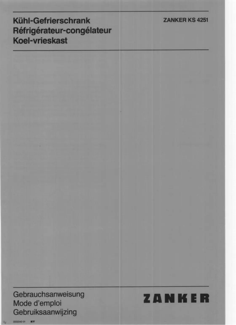 Page 1 de la notice Manuel utilisateur Zanker KS 4251