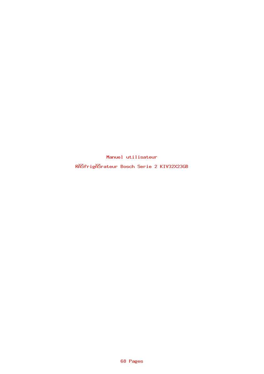 Page 1 de la notice Manuel utilisateur Bosch Serie 2 KIV32X23GB
