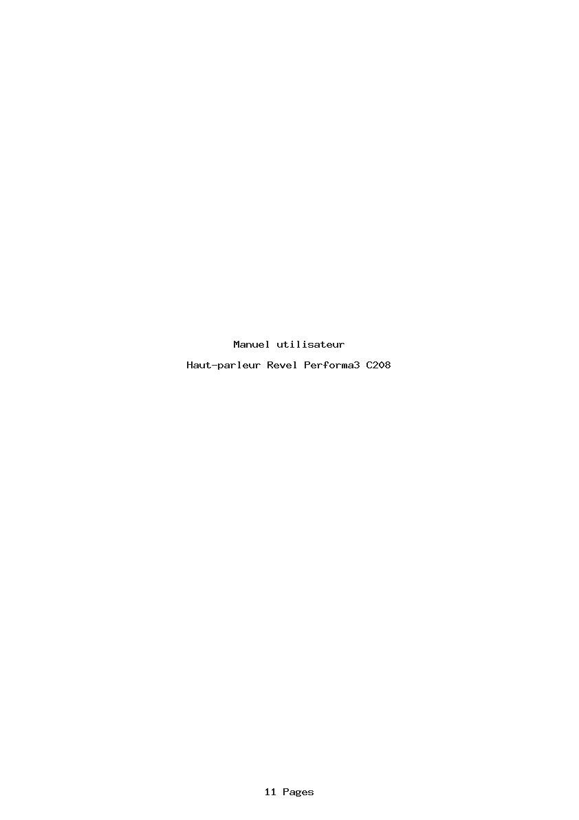 Page 1 de la notice Manuel utilisateur Revel Performa3 C208