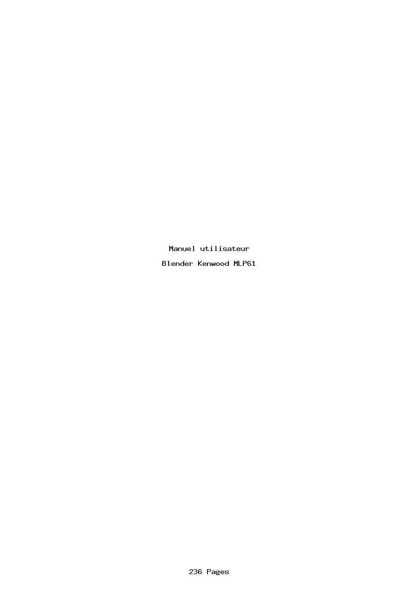 Page 1 de la notice Manuel utilisateur Kenwood MLP61