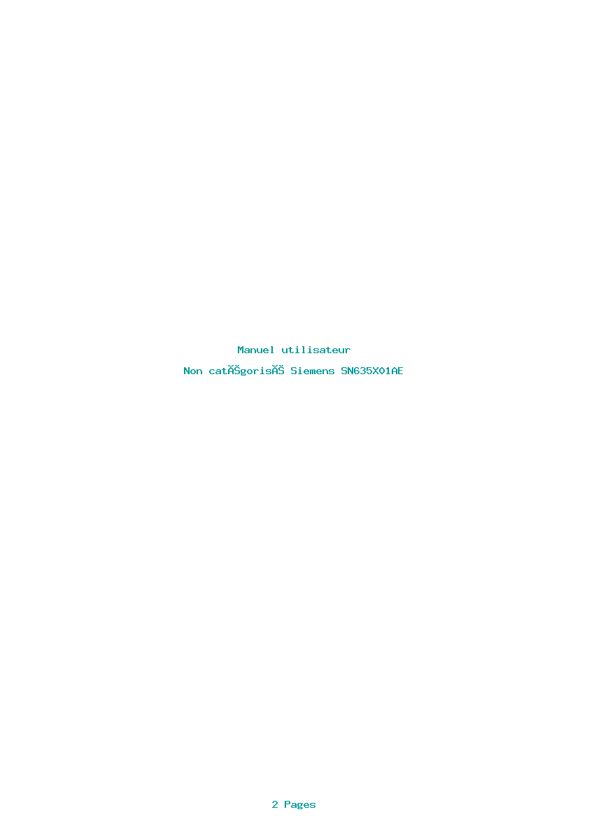 Page 1 de la notice Manuel utilisateur Siemens SN635X01AE