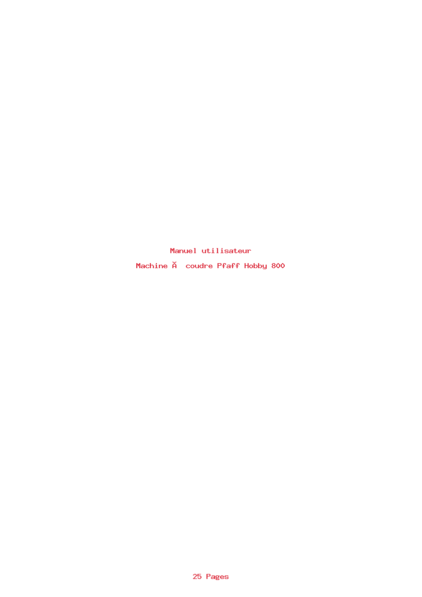 Page 1 de la notice Manuel utilisateur Pfaff Hobby 800