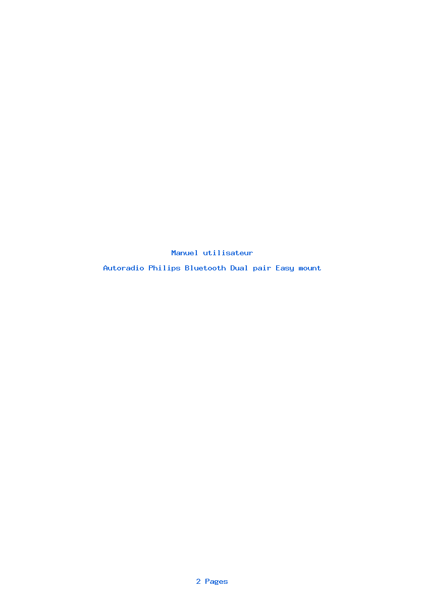 Page 1 de la notice Manuel utilisateur Philips Bluetooth Dual pair Easy mount