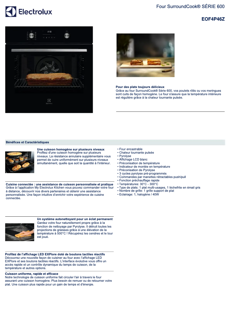 Página 1 del manual Ficha técnica Electrolux EOF4P46Z