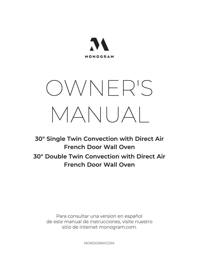 Page 1 de la notice Manuel d'utilisation et d'entretien Monogram ZTDX1FPSNSS