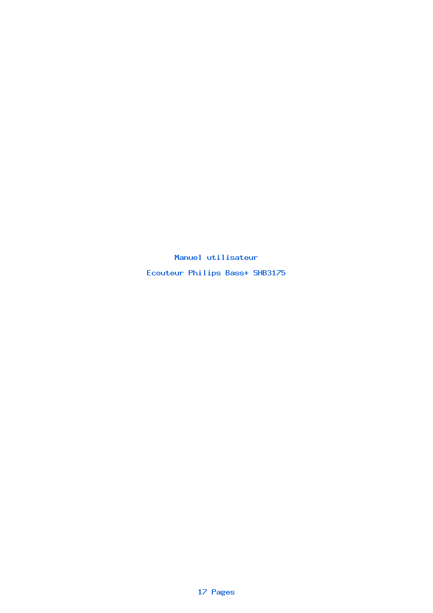 Page 1 de la notice Manuel utilisateur Philips Bass+ SHB3175