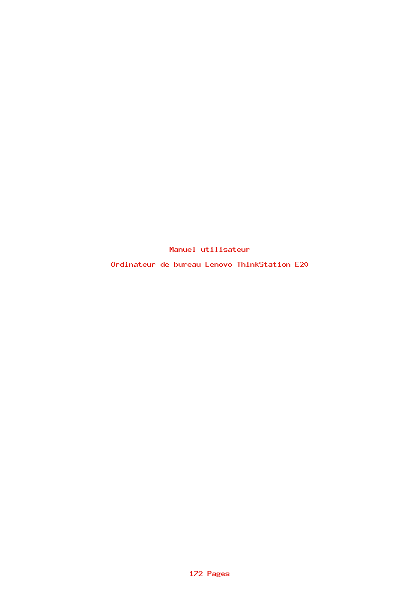 Page 1 de la notice Manuel utilisateur Lenovo ThinkStation E20
