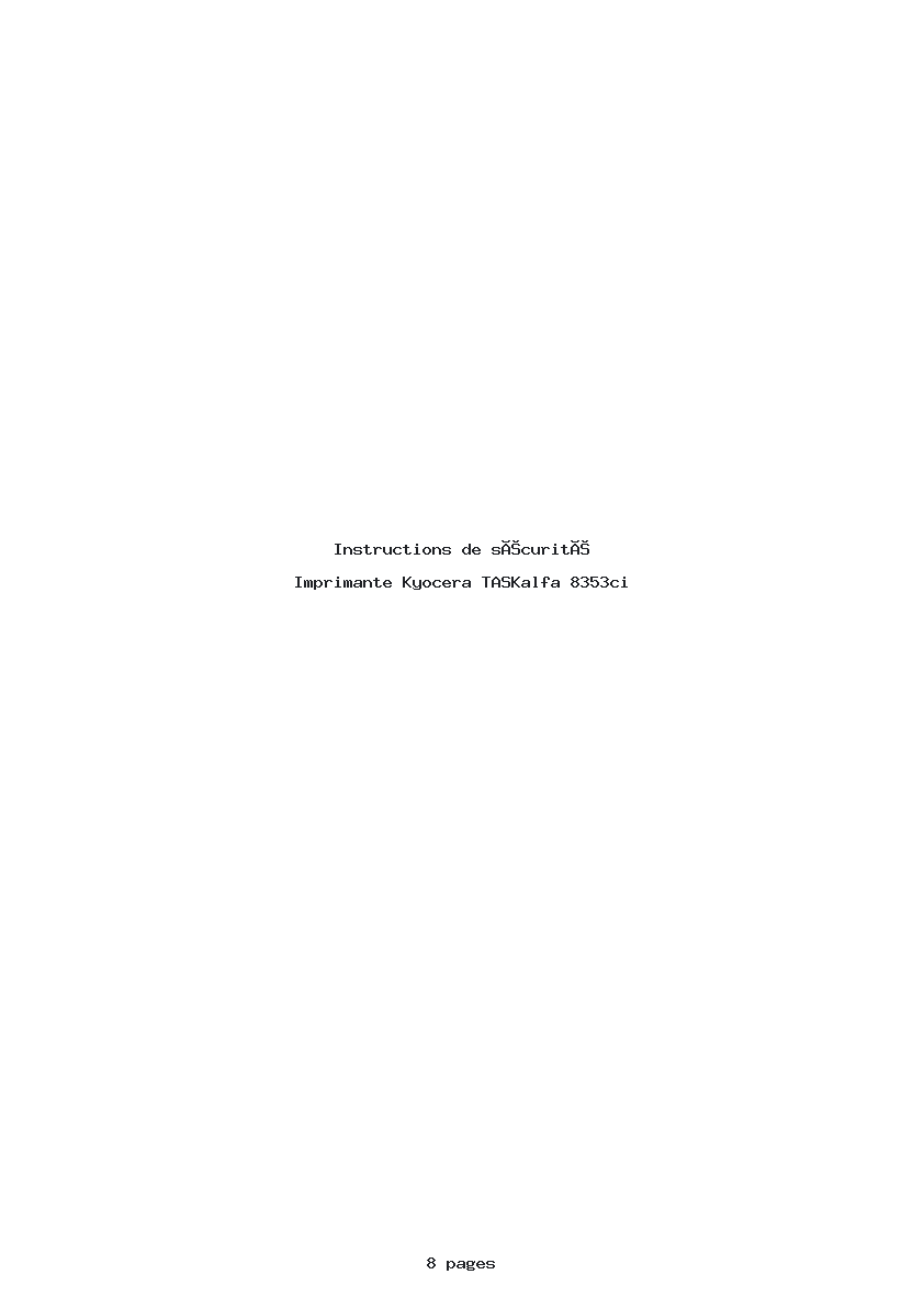 Page 1 de la notice Instructions de sécurité Kyocera TASKalfa 8353ci
