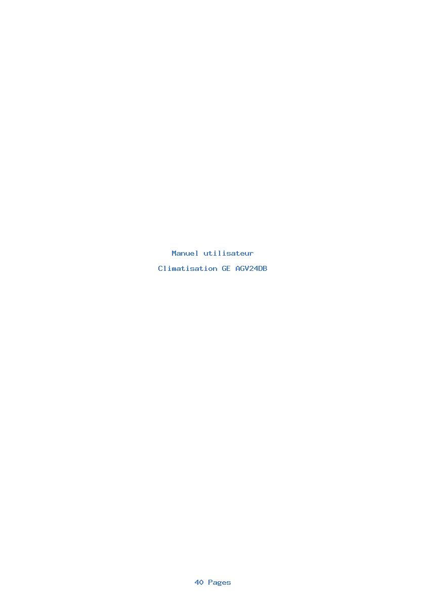 Page 1 de la notice Manuel utilisateur GE AGV24DB