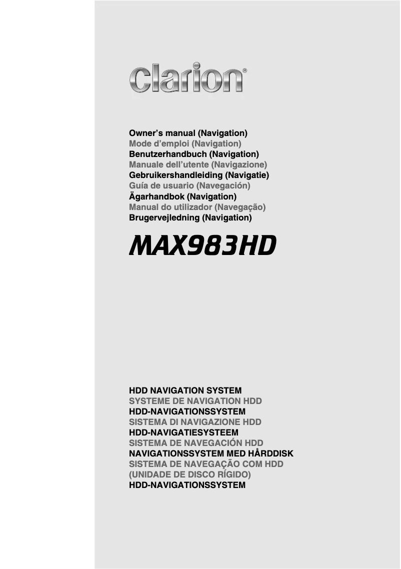 Page 1 de la notice Manuel utilisateur Clarion MAX983HD