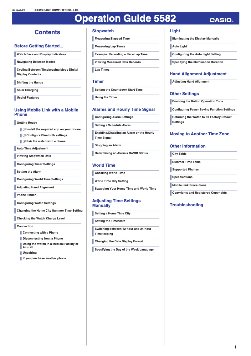 Page 1 de la notice Manuel utilisateur Casio Edifice ECB-900DB-1CER