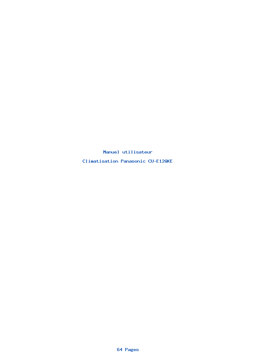 Page 1 de la notice Manuel utilisateur Panasonic CU-E12QKE