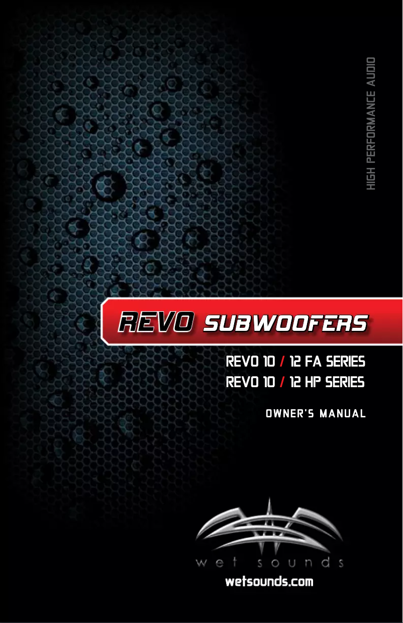 Page 1 of the manual User Manual Wet Sounds REVO 10 FA S2-B