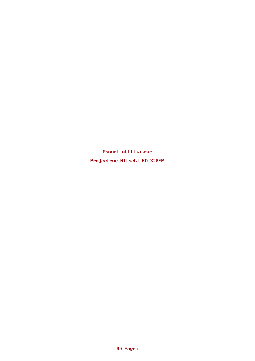 Page 1 de la notice Manuel utilisateur Hitachi ED-X26EP