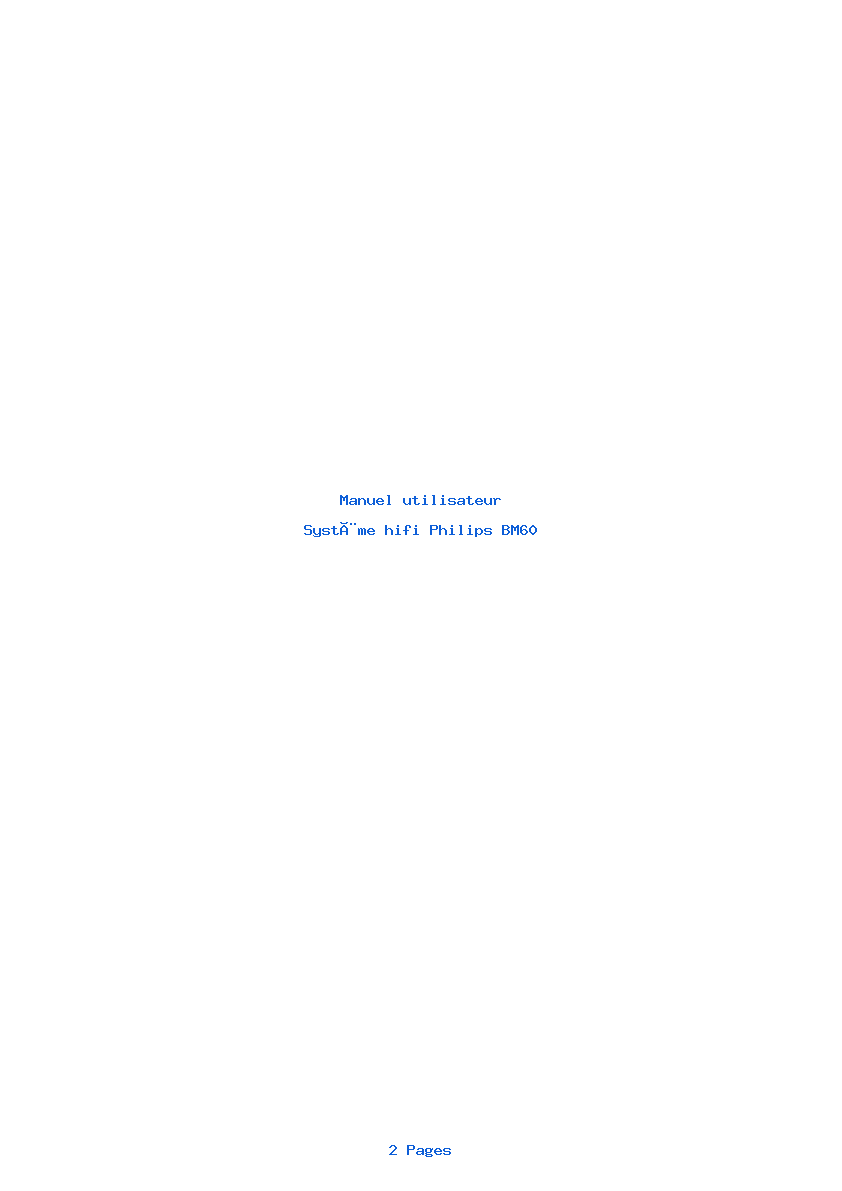 Page 1 de la notice Manuel utilisateur Philips BM60