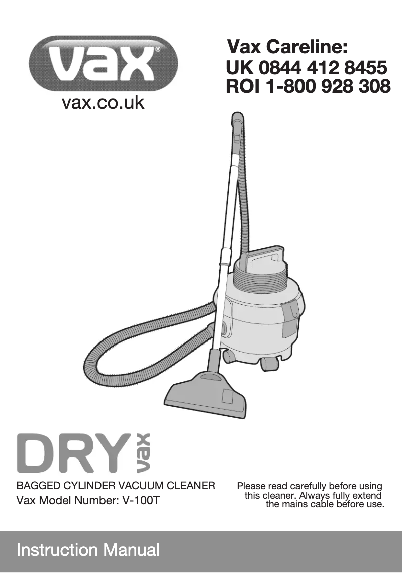 Página 1 del manual Manual de usuario Vax DryVax V100T