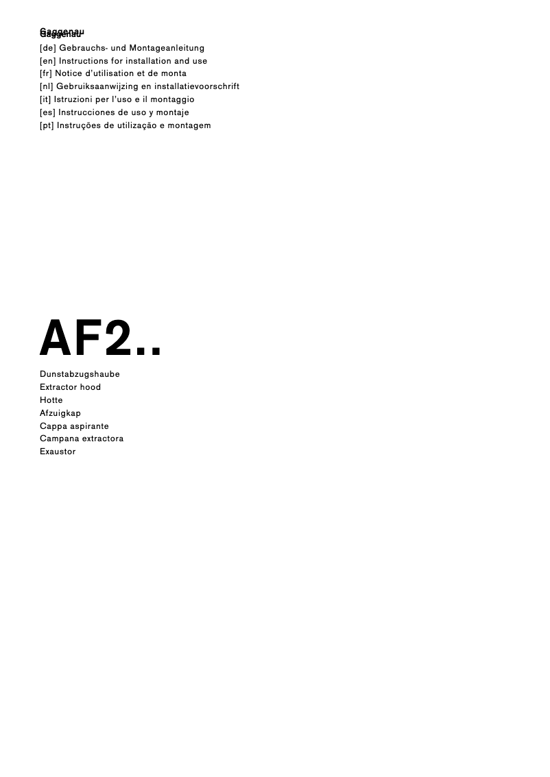 Página 1 del manual Manual de instrucciones Gaggenau AF210191