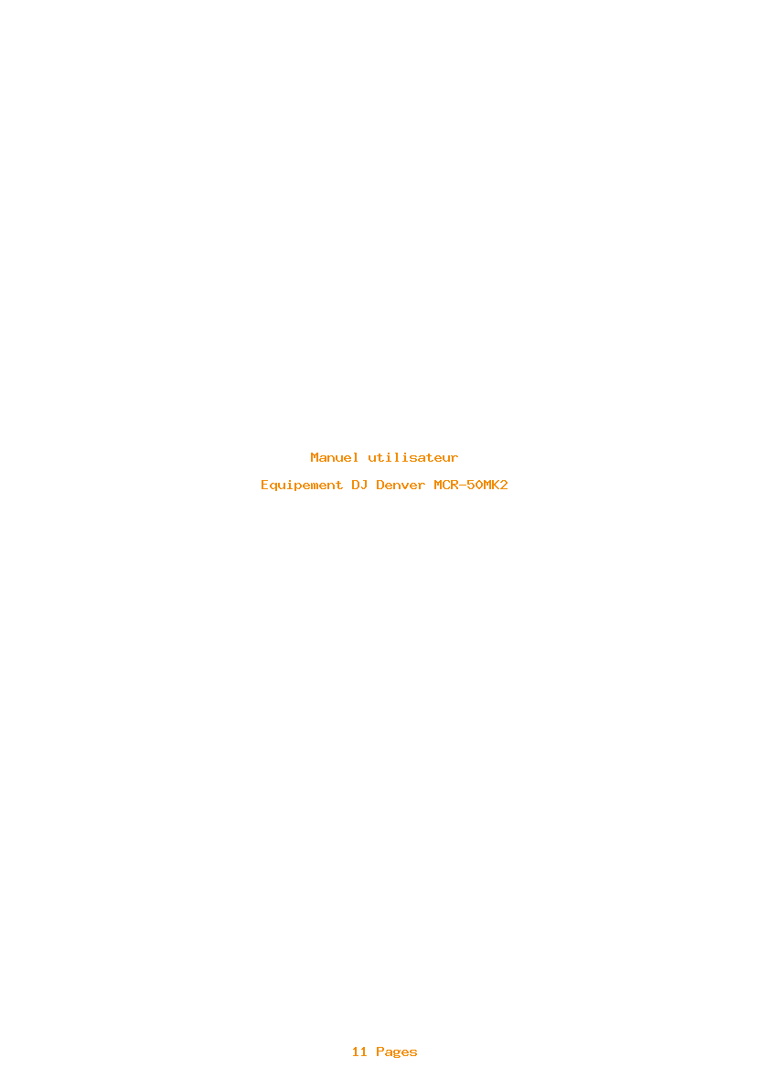 Page 1 de la notice Manuel utilisateur Denver MCR-50MK2