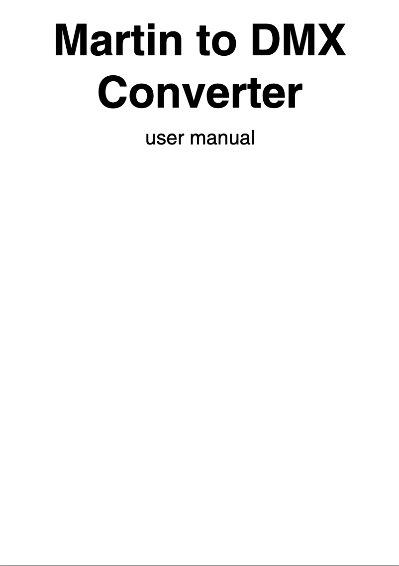 Page 1 de la notice Manuel utilisateur Martin to DMX Converter