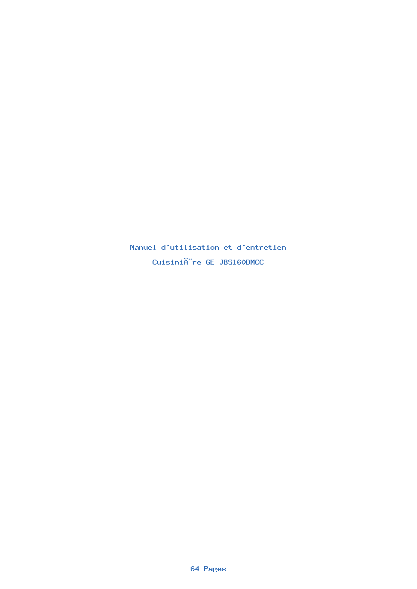 Page 1 de la notice Manuel d'utilisation et d'entretien GE JBS160DMCC