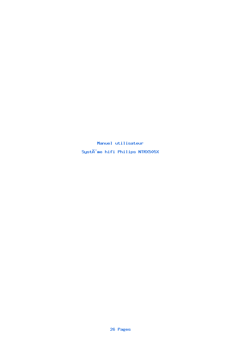 Page 1 de la notice Manuel utilisateur Philips NTRX505X