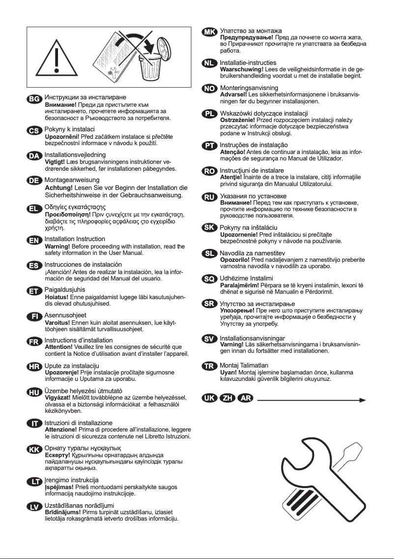 Page 1 de la notice Guide d'installation AEG LWR87Q166