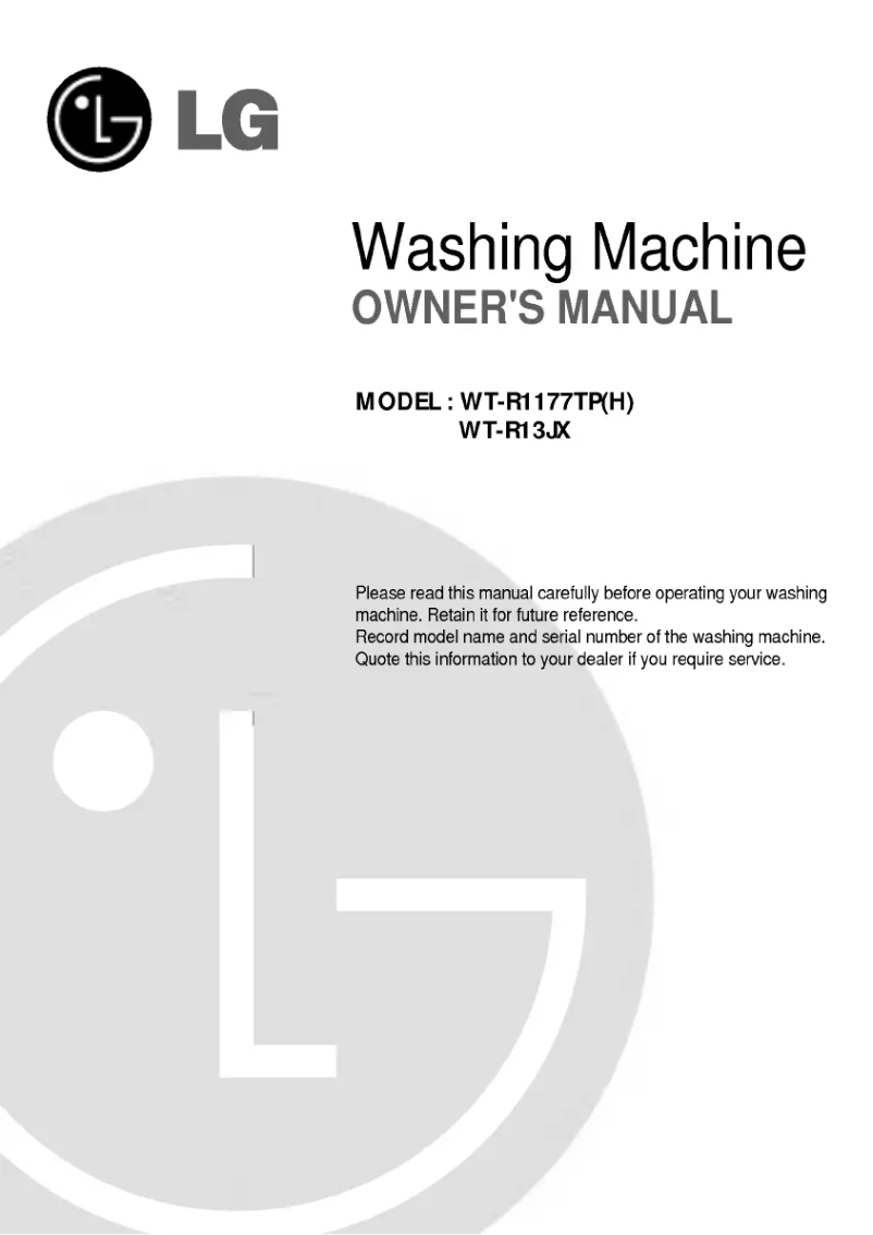 Page 1 de la notice Manuel utilisateur LG WT-R1177TH